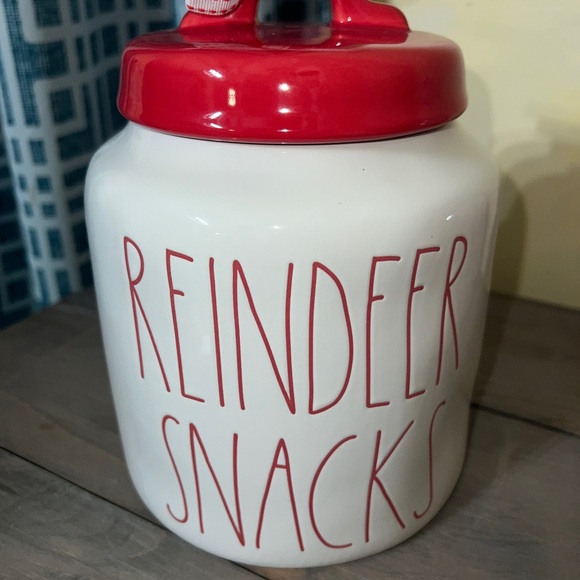 Rae Dunn Holiday Rae Dunn Reindeer Snacks Christmas Canister Red White New Cookie Jar